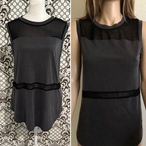 RACHEL ROY ✨ relaxed fit oversized sheer black grey muscle tee rocker top | sz M